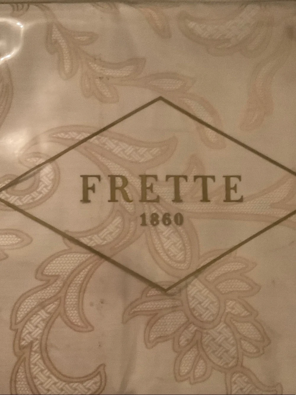 NWT FRETTE KING DUVET COVER BEIGE CARAMEL ELEGANT PATTERN